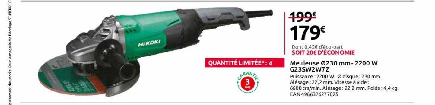 meuleuse ø 230 mm - 2200w g23sw2w7z hikoki