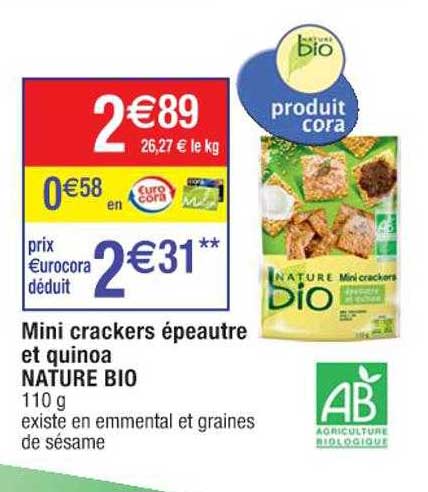 Mini Crackers épeautre Et Quinoa Nature Bio
