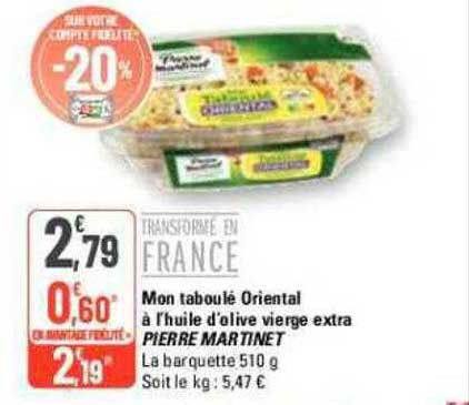 mon taboulé oriental à l'huile d'olive vierge extra pierre martinet