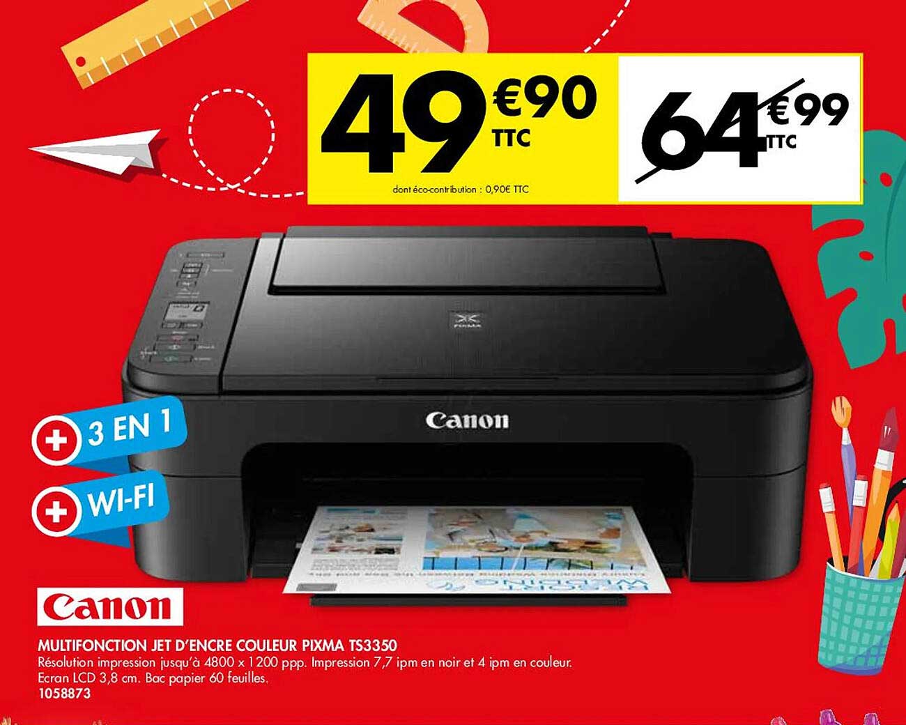 multifonction jet d'encre couleur pixma ts3350 canon