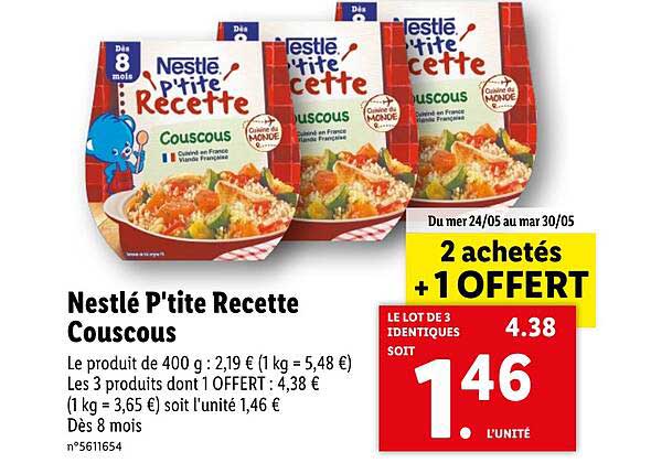 nestlé p'tite recette couscous