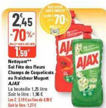 nettoyant sol fête des fleurs champs de coquelicots ou fraîcheur muguet ajax