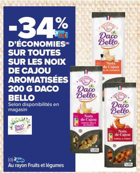 noix de cajou aromatisées 200 g daco bello