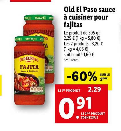 old el paso sauce à cuisiner pour fajitas