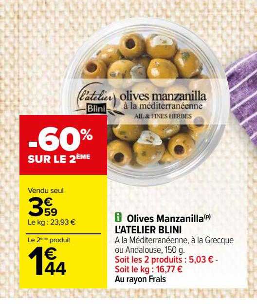 olives manzanilla l'atelier blini