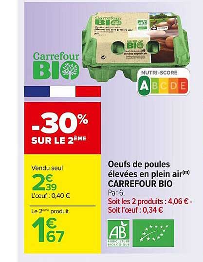 œufs de poules élevées en plein air carrefour bio