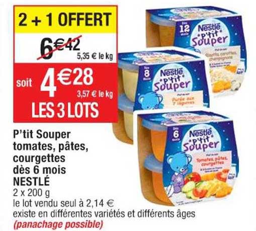 p'tit souper tomates, pâtes, courgettes dès 6 mois nestlé