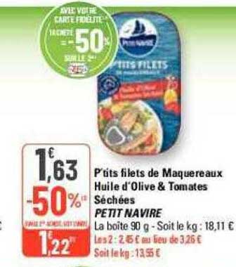 p'tits filets de maquereaux huile d'olive & tomates séchées petit navire