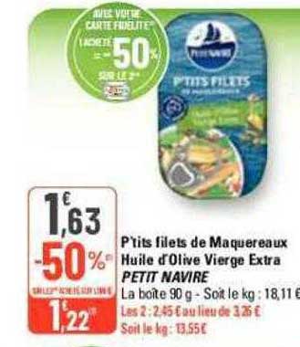p'tits filets de maquereaux huile d'olive vierge extra petit navire