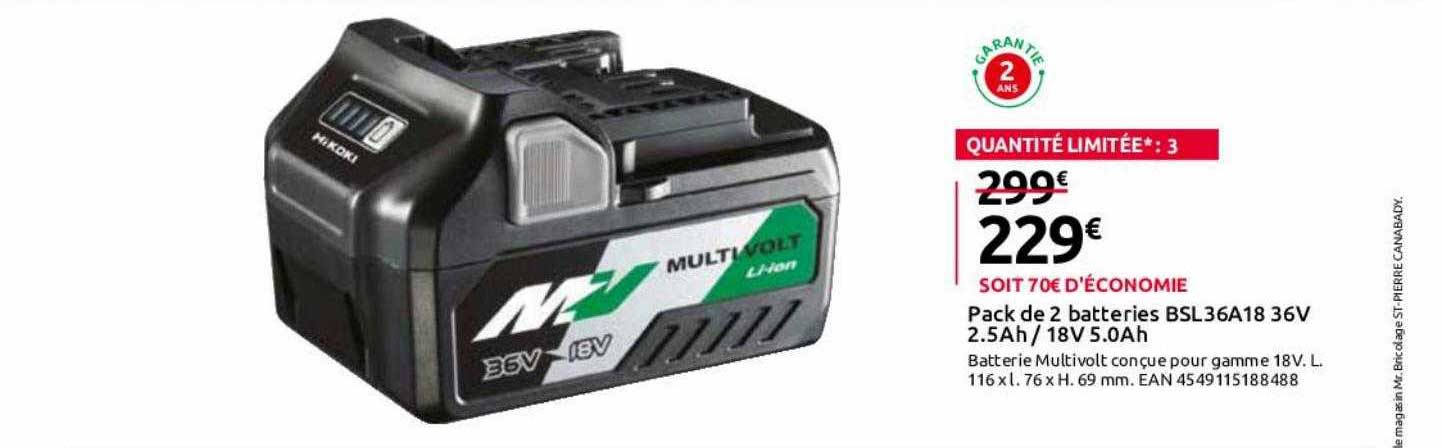 pack de 2 batteries bsl36a18 36v 2.5Ah-18v 5.0Ah hikoki