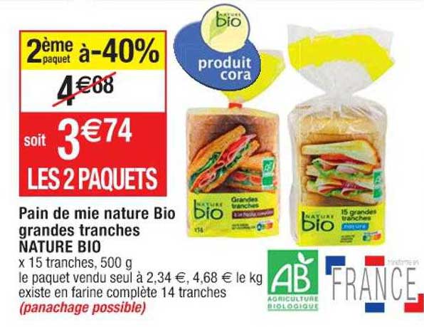 pain de mie nature bio grandes tranches nature bio