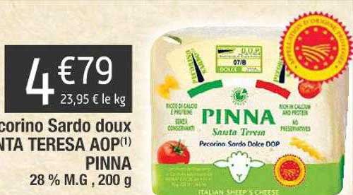 pecorino sardo doux santa teresa aop pinna