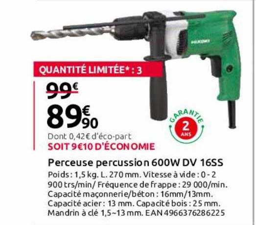 perceuse percussion 600w dv 16ss hikoki