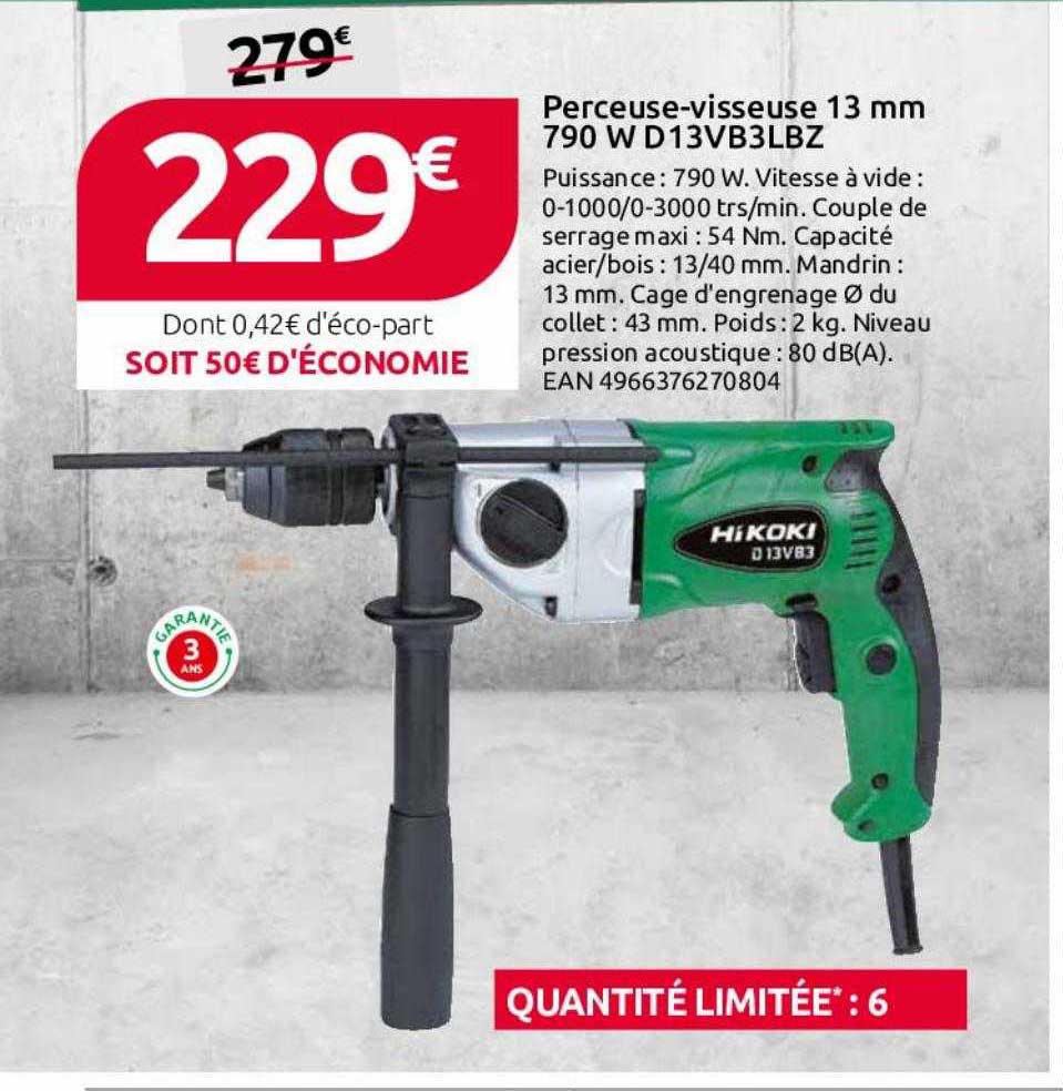 perceuse-visseuse 13 mm 790 w d13vb3lbz hikoki