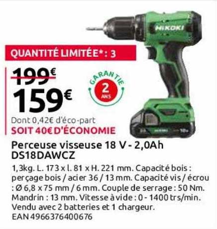 perceuse visseuse 18v - 2,0Ah ds18dawcz hikoki
