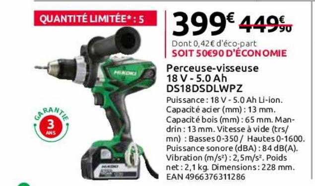 perceuse-visseuse 18v - 5.0Ah hikoki