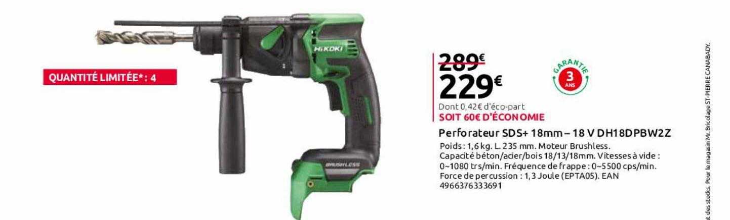 perforateur sds+ 18mm - 18v hikoki