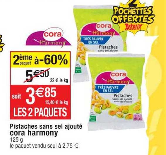 pistaches sans sel ajouté cora harmony