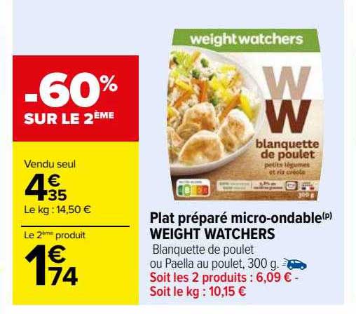 plat préparé micro-ondable weight watchers