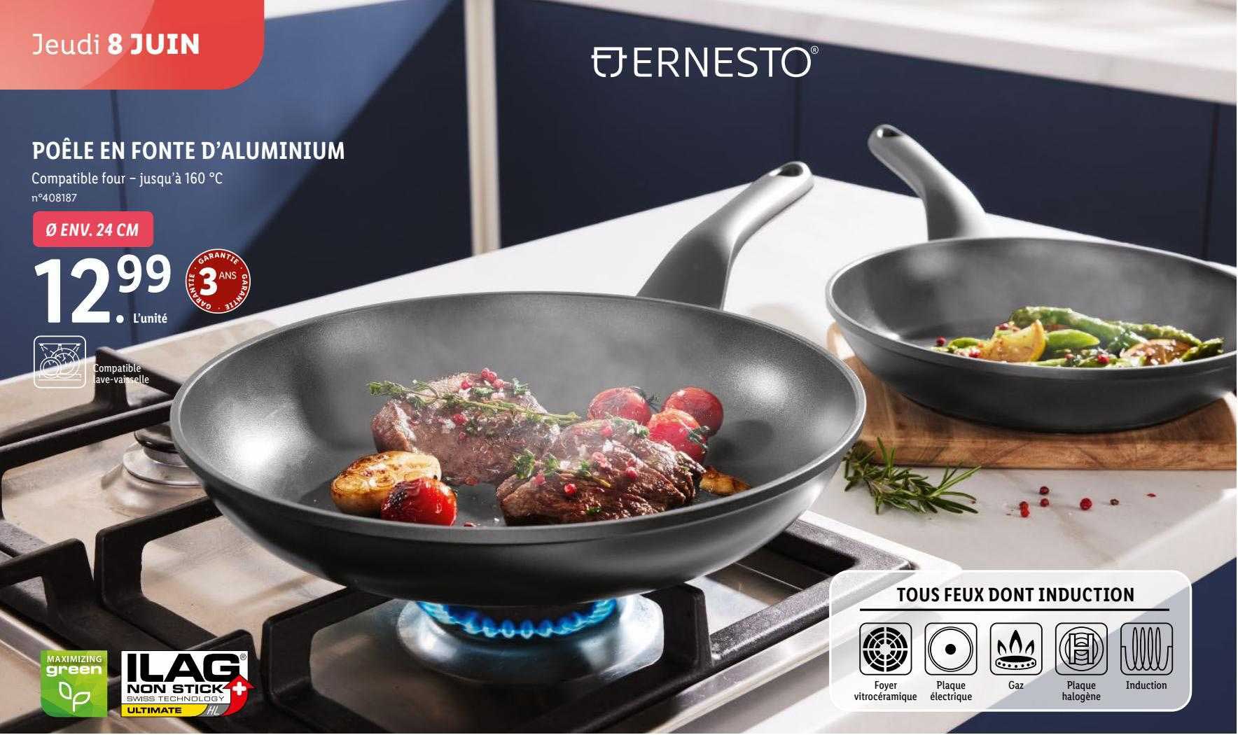 poêle en fonte d'aluminium ernesto