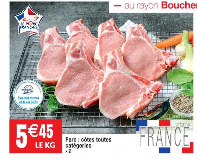 porc : côtes toutes catégories