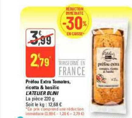 préfou extra tomates, ricotta & basilic l'atelier blini