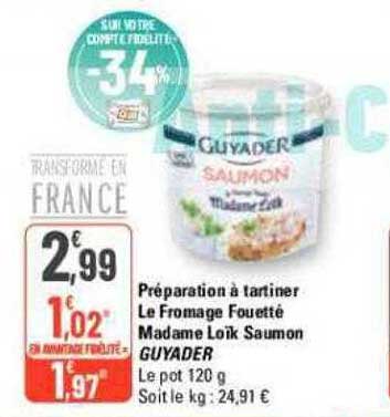 préparation à tartiner le fromage fouetté madame loïk saumon guyader