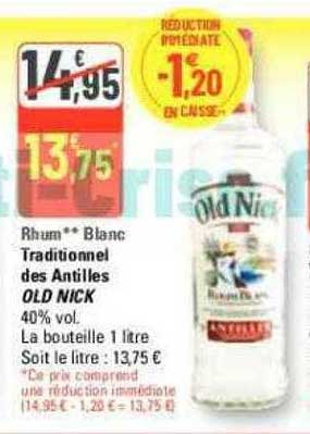 rhum blanc traditionnel des antilles old nick