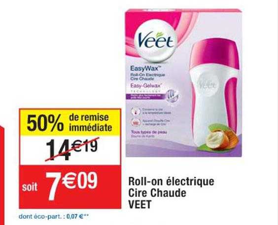 roll-on électrique cire chaude veet