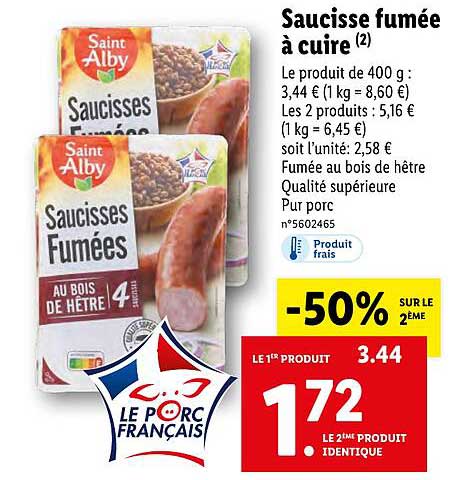 saucisse fumée à cuire saint alby