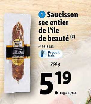saucisson sec entier de l'île de beauté