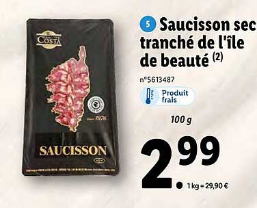 saucisson sec tranché de l'île de beauté