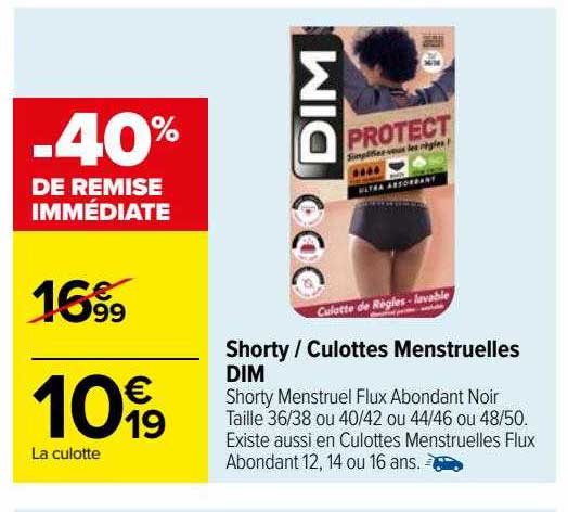shorty-culottes menstruelles dim
