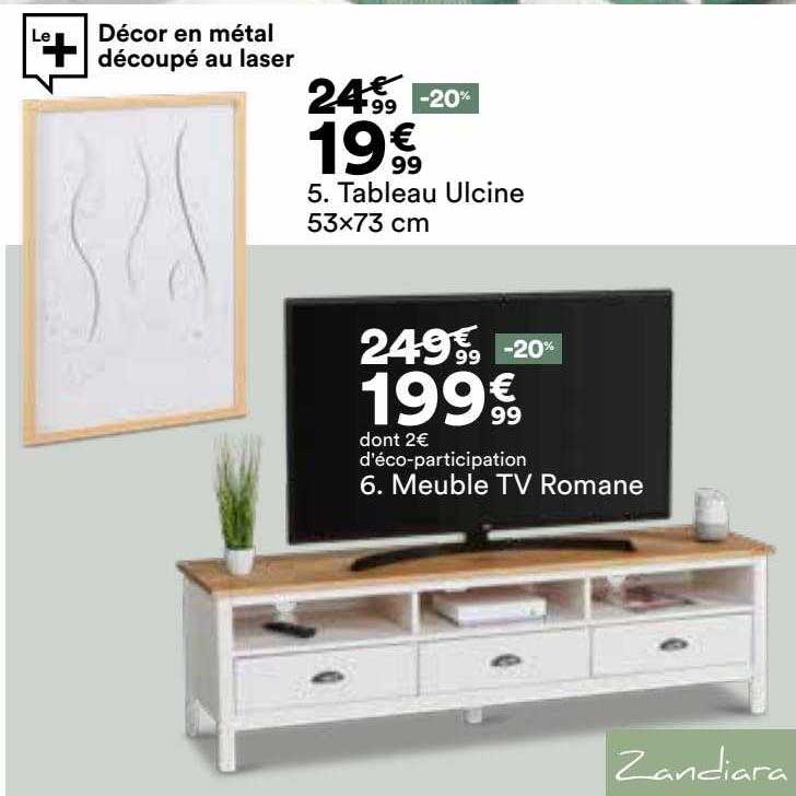 Tableau Ulcine 53 X 73 Cm Zandiara, Meuble Tv Romane Zandiara