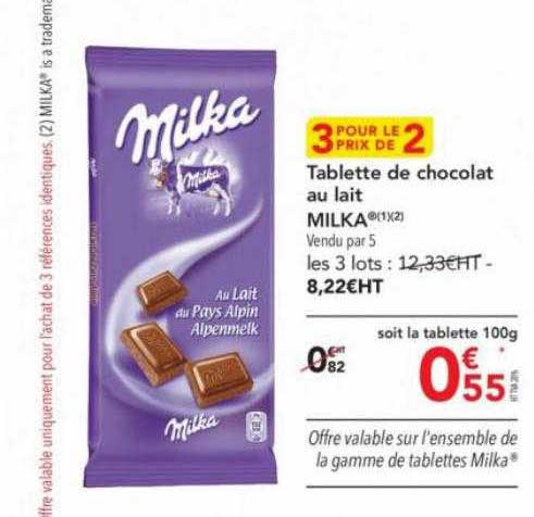 tablettes de chocolat au lait mika