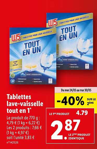 tablettes lave-vaisselle tout en 1 w5