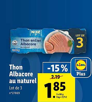 Thon Albacore Au Naturel Nixe
