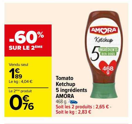 tomato ketchup 5 ingrédients amora