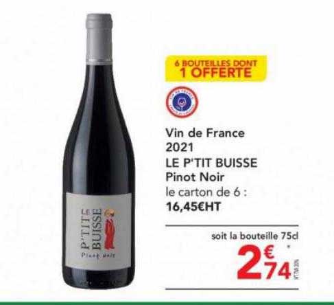 vin de france 2021 le p'tit buisse pinot noir