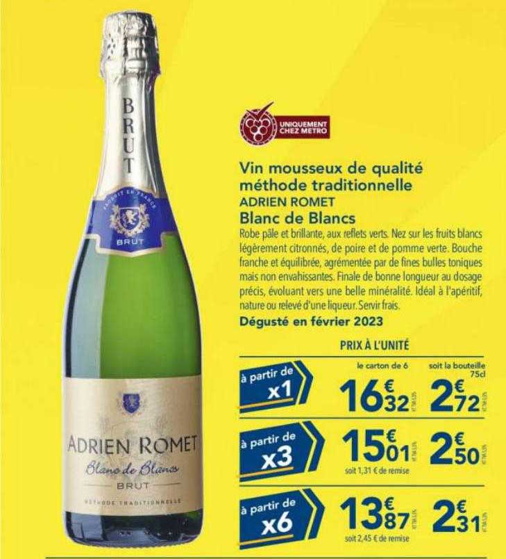 vin mousseux de qualité méthode traditionnelle adrien romet blanc de blancs