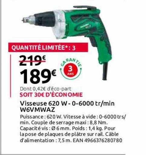 visseuse 620 w - 0-6000 tr-min w6vmwaz hikoki