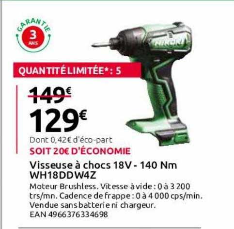 visseuse à chocs 18v - 140 nm wh18ddw4z hikoki