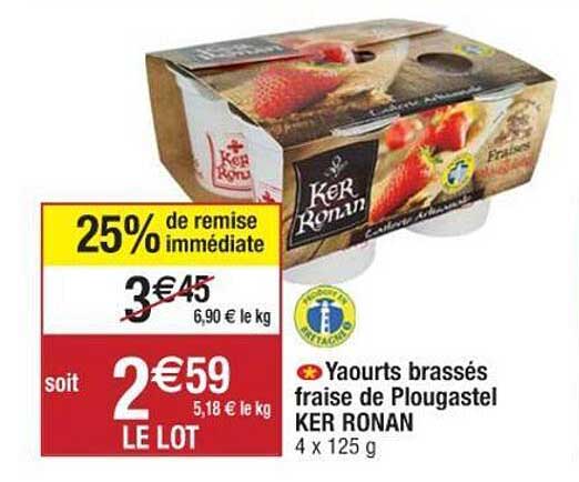 yaourts brassés fraise de plougastel ker ronan