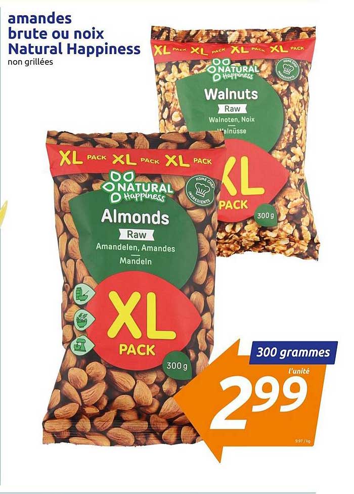 amandes brute ou noix natural happiness