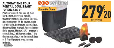 automatisme pour portail coulissant opengate 3 scs sentinel