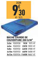 bâche lourde de couverture 200 g m2