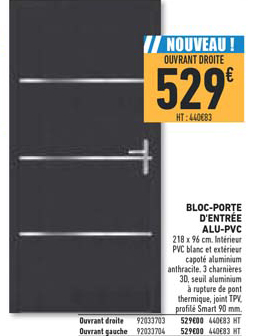 bloc porte d'entrée alu pvc