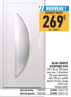 bloc porte d'entrée pvc
