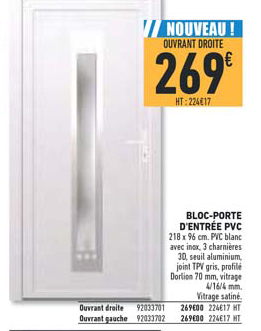 bloc porte d'entrée pvc