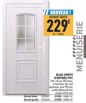 bloc porte d'entrée pvc